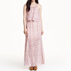 H&M CONSCIOUS Maxi Dress Floral Chiffon Boho size 10
